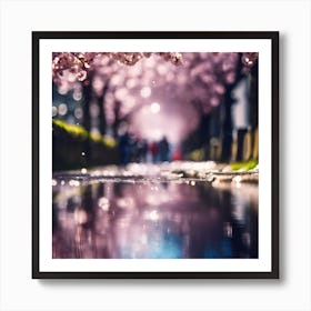 Puddles and Raindrops on Cherry Tree Avenue Art Print