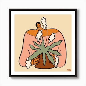 Slow Growth Is Good Growth Beige Square Art Print