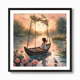 Little Girl In A Boat Art Print