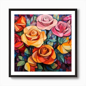 Polygonal Roses 2 Art Print