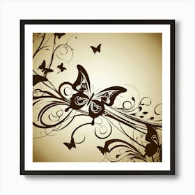 Butterflies And Vines 2 Art Print