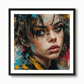 Girl With Paint Splatters Art Print