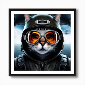 Cat the fighter pilot Art Print