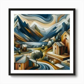 A mixture of modern abstract art, plastic art, surreal art, oil painting abstract painting art e
wooden huts mountain montain village 12 Art Print