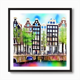 Amsterdam Houses Watercolor Art Print Art Print