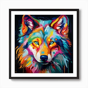 Colorful Wolf Art Print