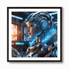 Futuristic Woman In A Robot Suit Art Print