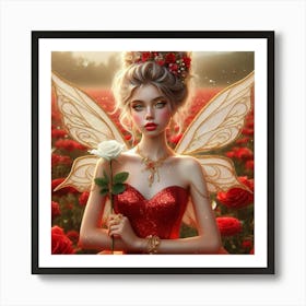 Fairy In Red Dress 1 Art Print