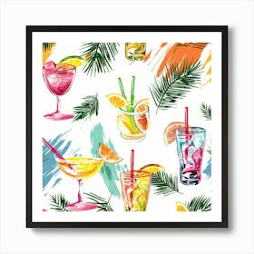 Seamless Pattern With Tropical Drinks 13 Art Print