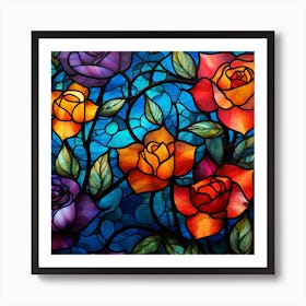 Stained Glass Roses 3 Art Print