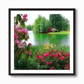 Pond With Flowers Art Print