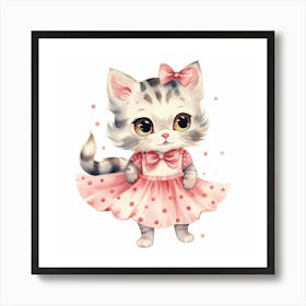 Cute Kitten In Pink Dress 1 Art Print