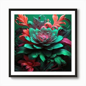 Neon Bloom Green Art Print 2 Art Print