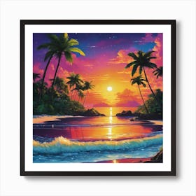 Sunset At The Beach Art Print