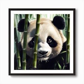 Panda Bear in Bamboo Forest Art Print