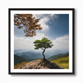 Lone Tree On A Rock Art Print