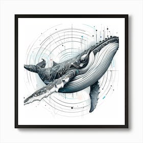 Hump Whale - Abstract Line Art Illustration 206 Art Print