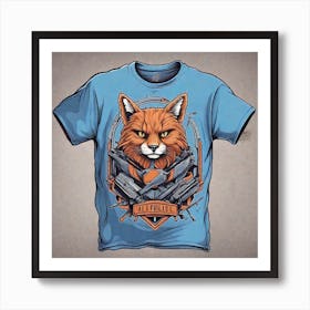 Fox With Guns T-Shirt Design Art Print