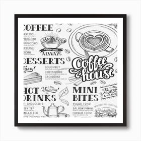 Coffee House Menu Vintage Coffee Tea Cafe Hamburger Menu Coffee Shop Menu Art Print