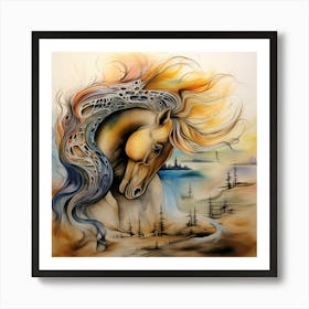 Surreal Horse Painting Art Print