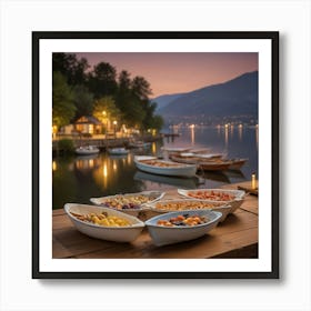 Dinner On The Lake Art Print