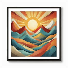 Flowing Forms Mountain Sun Art Print 3 Art Print