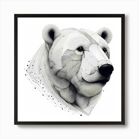 Ice Bear Head - Abstract Line Art Illustration 128 Art Print