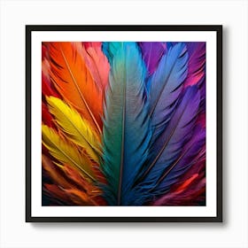 Firefly Multicolored, Feather, Bird, Blue, Yellow, Red, Purple, Pink, Green, Vibrant, Colorful, Intr Art Print