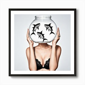 Sharks In A Bowl 4 Art Print