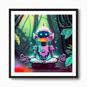 Robot In The Forest Art Print