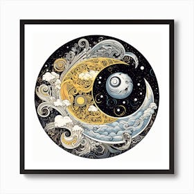 Moon And Stars 10 Art Print