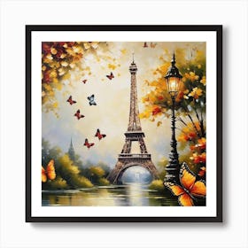 Paris With Butterflies 95 Poster