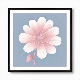 A White And Pink Flower In Minimalist Style Square Composition 735 Art Print