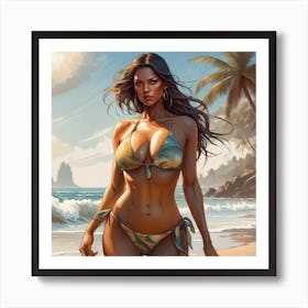 Sexy Woman On The Beach Art Print