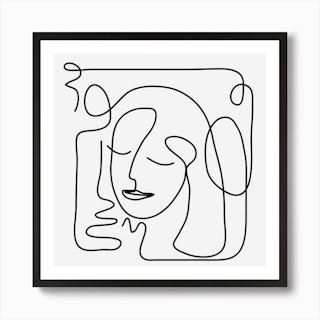 One Line Portrait 2 Art Print