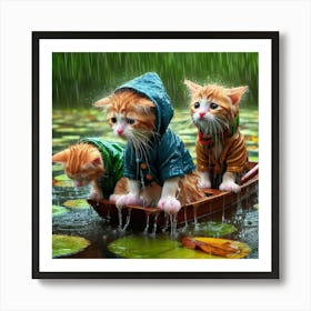 Kittens In The Rain 13 Art Print