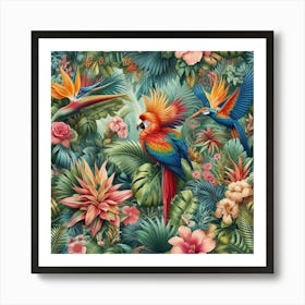 Parrot seamless pattern art 2 Art Print