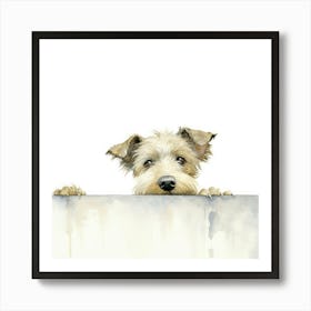 Dog Peeking Over The Wall 15 Art Print