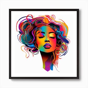 Portrait Of A Woman With Colorful Hair Art Print