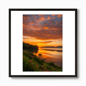 Sunset Over Lake Art Print