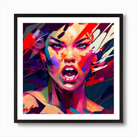 Angry Warrior Fine Art Abstract Portrait Art Print