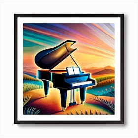 Grand Piano At Sunset Art Print