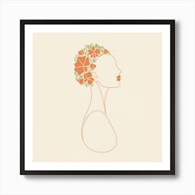 Portrait Of A Woman With Flowers In Her Hair Art Print