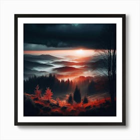 Sunset In The Mountains 170 Art Print