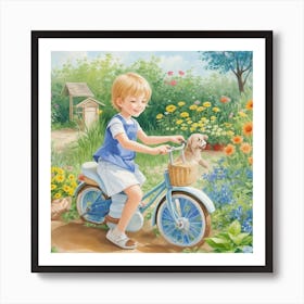 Little Girl On A Bike Art Print