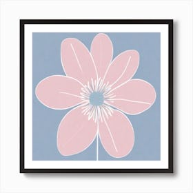 A White And Pink Flower In Minimalist Style Square Composition 214 Art Print