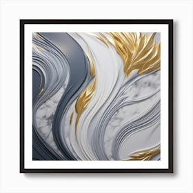 Abstract Gold And White Painting Art Print