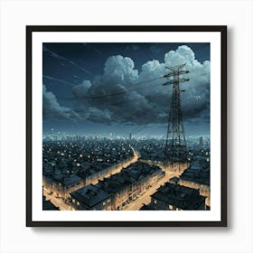 Cityscape At Night Art Print