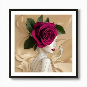 Woman With A Rose Art Print