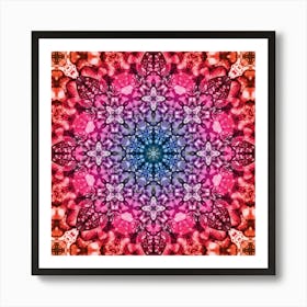 Mosaic Pattern Red Flower 2 Art Print